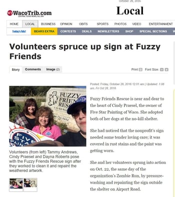 Five Star Painting Helps Fuzzy Friends in Waco, TX