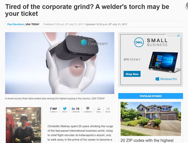 Featured image: USA Today cover.jpg - USA Today Sheds Light on Leaving the Corporate Grind