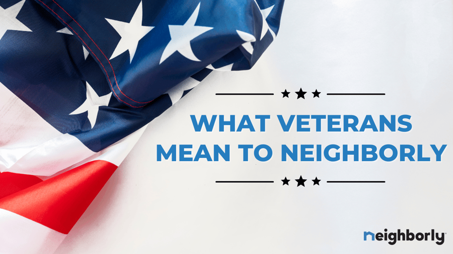 Featured image: What Veterans Mean to Neighborly on a flag background - What Veterans Mean to Neighborly