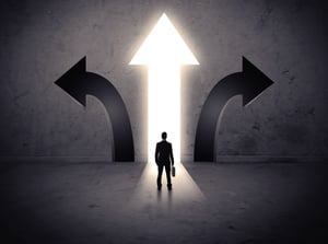 Featured image: Arrows with a walk way and silhouette - 5 Ways Franchisees Manage - and Overcome - Their Fear of Change