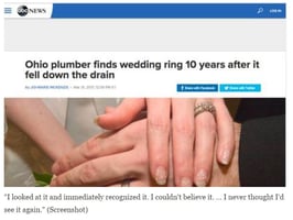 MRR ring cover ABC.jpg - Mr. Rooter Reunites Woman with Wedding Ring- 10 Years later!
